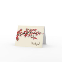 Cherry Blossom Thank You Card w/ Photo (red)