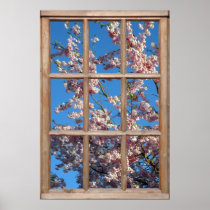 Cherry Blossom View from a Window Poster