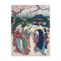 Cherry Blossom Viewing at Ueno, Katsukawa Shunzan Post Cards
