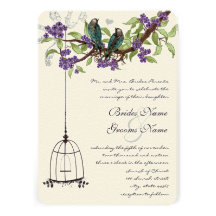 Cherry Blossom Vintage Birds & Birdcage Weddings Personalised Announcements