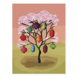 Cherry Blossom with oriental paper lanterns Post Cards