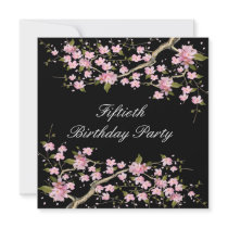 Cherry Blossom Womans 50th Birthday Party Invitation