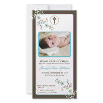 Cherry Blossoms Baptism Announcement (aqua)