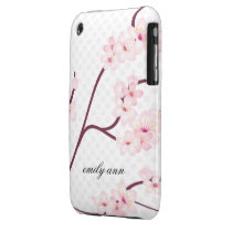 Cherry Blossoms Branch on Polka Dots Iphone 3 Case-mate Case