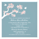 Cherry Blossoms on blue Bridal Shower Invite