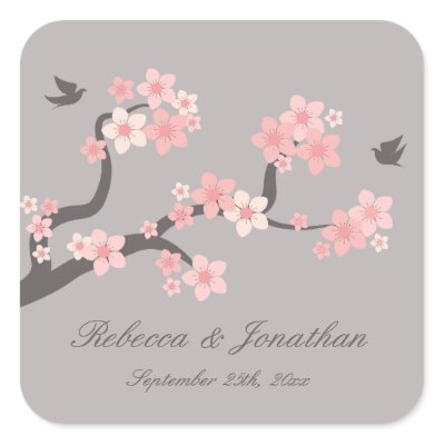 pink cherry blossom grey wedding