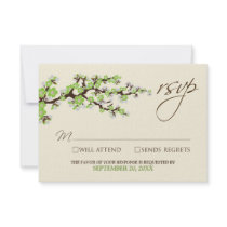 Cherry Blossoms RSVP Card (green apple)