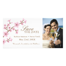 Cherry Blossoms Save The Date Invitation Personalized Photo Card