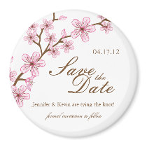 Cherry Blossoms Save the Date Wedding Magnet