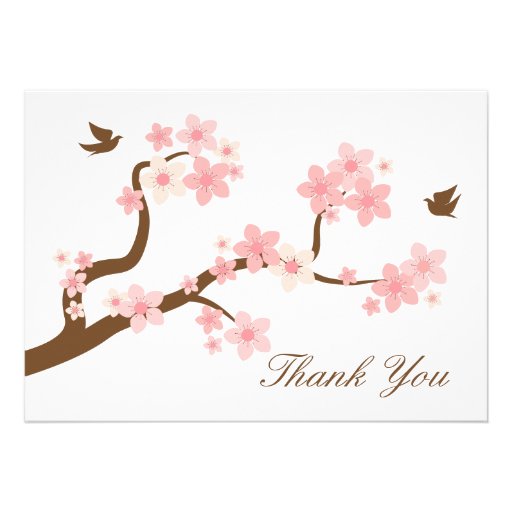 Cherry Blossoms Thank You Note Announcement