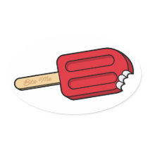 Cherry Popsicle Bite Me Oval Stickers