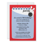 Cherry Red Retro Bowling Alley Bowling Birthday Announcements