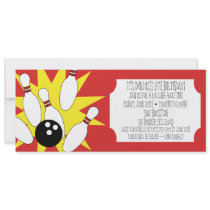 Cherry Red Rolling Good Time Bowling Birthday Part Personalized Announcements
