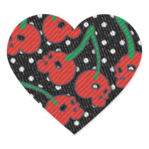Cherry Skulls Red on Black Heart Sticker