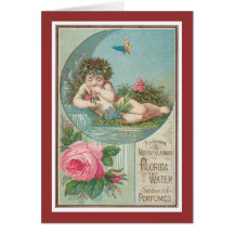 Cherub and Roses Cologne Label Card