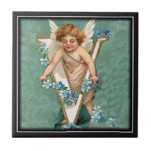 Cherub Letter V Custom Tile