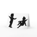 Cherubs Black & White Silhouette Greeting Card