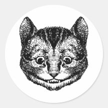 Cheshire Cat Inked Black Round Stickers