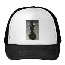 Chess, Black King, Black and White Background Mesh Hat
