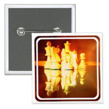 Chess Board and Pieces Square Pin