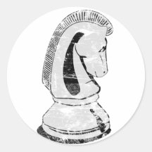 chess - knight round stickers