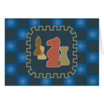 Chess Pieces Blue Greeting Card