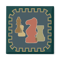 Chess Pieces Blue Magnet
