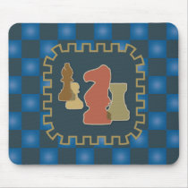 Chess Pieces Blue Mousepad