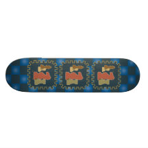 Chess Pieces Blue Skateboard