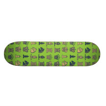 Chess Pieces in Rows Green Skateboard