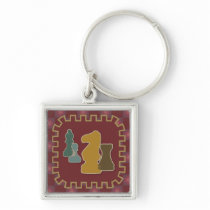 Chess Pieces Red Keychain
