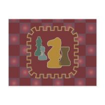 Chess Pieces Red Postcard