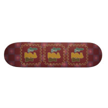 Chess Pieces Red Skateboard