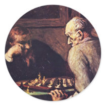 Chess Players By Daumier Honoré Round Stickers