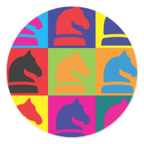 Chess Pop Art Round Stickers