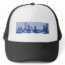 Chess Study in Blue Trucker Hat