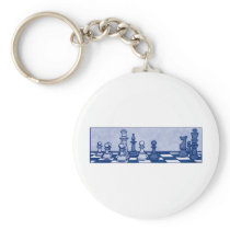Chess Study in Blue Key Chain