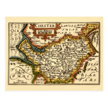 "Chester" Cheshire, County Map, England Post Cards