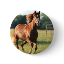 Chestnut Galloping Horse Button