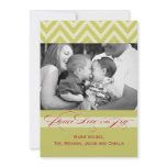 Chevron and Script Holiday Photo Announcement invitations