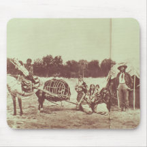 Cheyenne Indians on the Move, 1878 (b/w photo) Mousepads