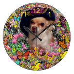 Chi Chi in Butterflies  - Chihuahua Puppy in Hat Clock