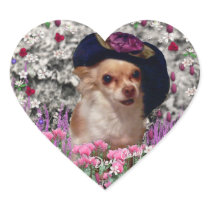 Chi Chi in Flowers  - Chihuahua Puppy in Cute Hat Heart Sticker