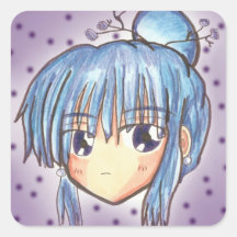Chibi Head - Ume Square Stickers