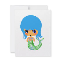 chibi magical mermaid 2 personalised invitation