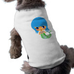 chibi magical mermaid blue hair dog tee