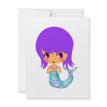 chibi magical mermaid purple hair invitations
