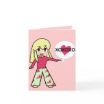 Chibi Valentine Hearts Greeting Card