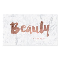 Chic beauty modern rose gold typography marble business card