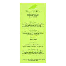 Chic Bird Silhouette & Dots Menu Card in Lime Personalised Invitations